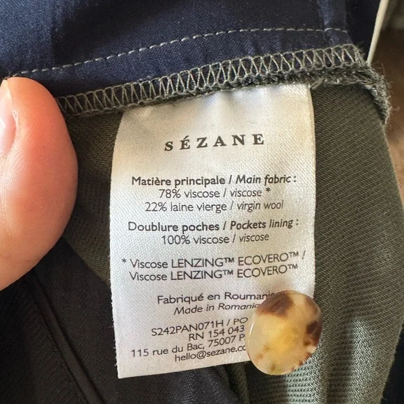 Sezane Women's NWT Cesar Olive Wide Leg trousers - Picture 7 of 8